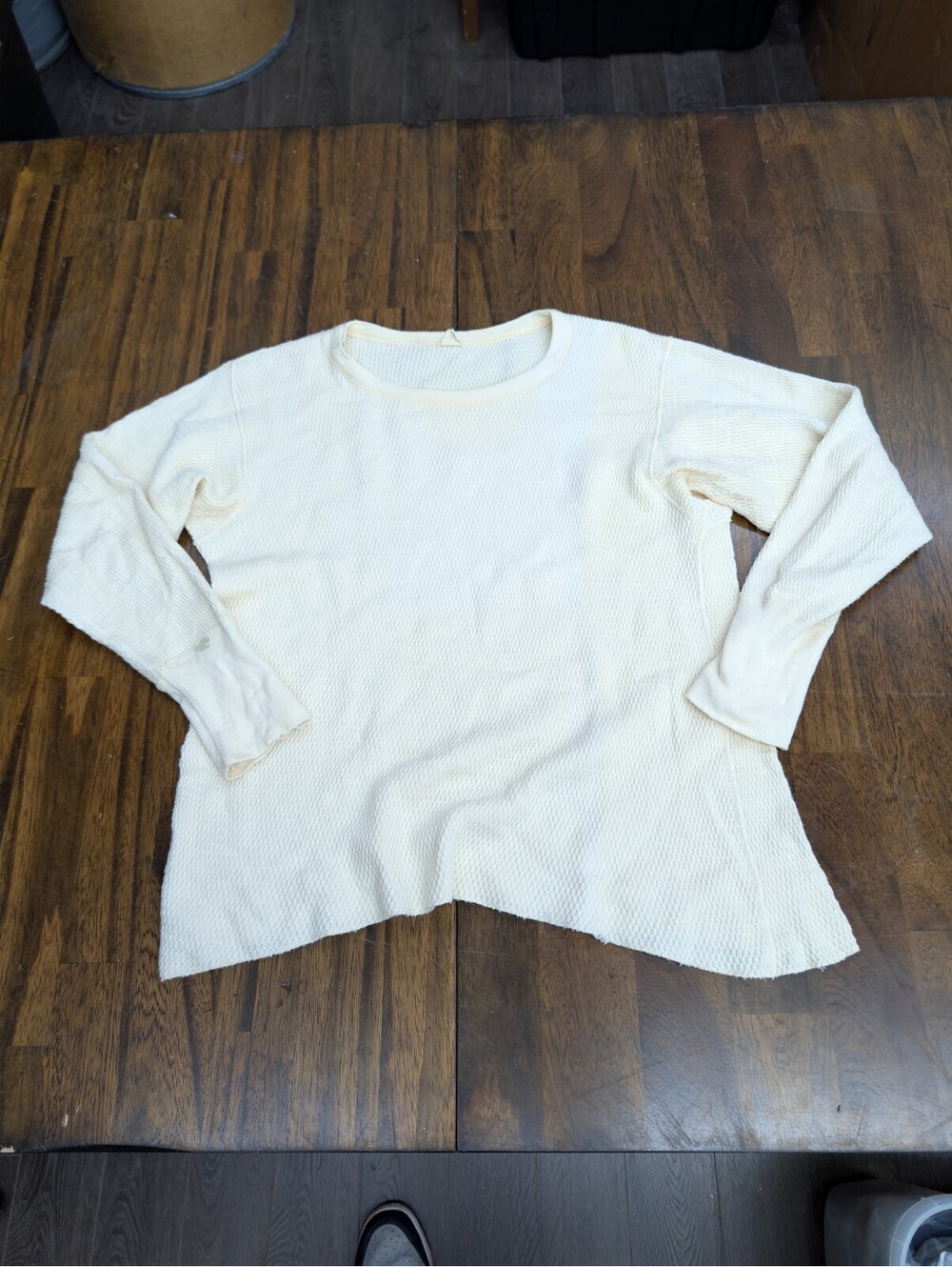 JCPenney Combed Vintage Cotton Thermal Waffle Knit Shirt L